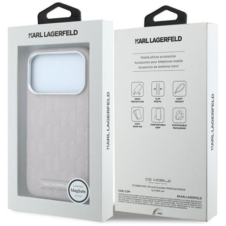 Karl Lagerfeld iPhone 17 Pro Max/iPhone 18 Pro Max Cover Grained Mono Resin Logo Lyserød