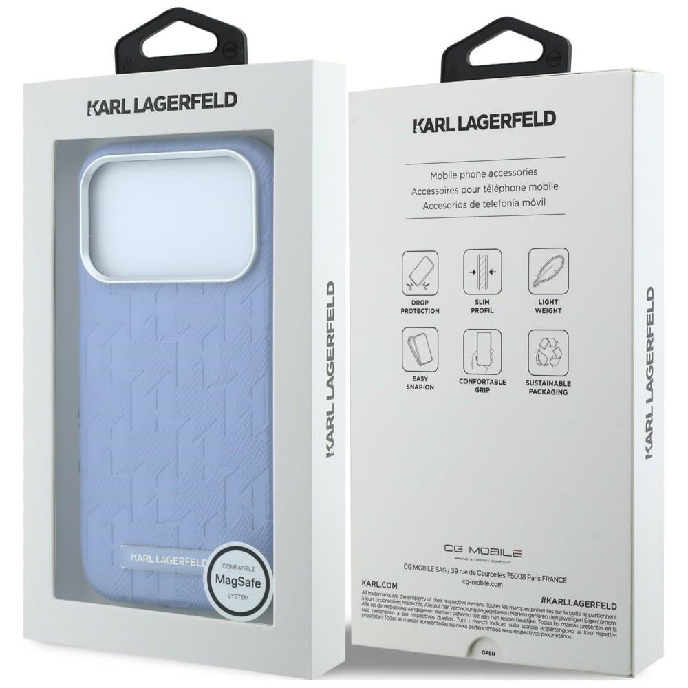 Karl Lagerfeld iPhone 17 Pro Max/iPhone 18 Pro Max Cover Grained Mono Resin Logo Blå