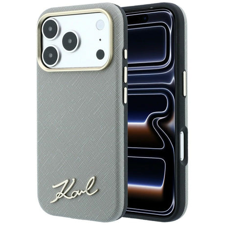 Karl Lagerfeld iPhone 17 Pro Max/iPhone 18 Pro Max Cover Saffiano Script Logo Beige