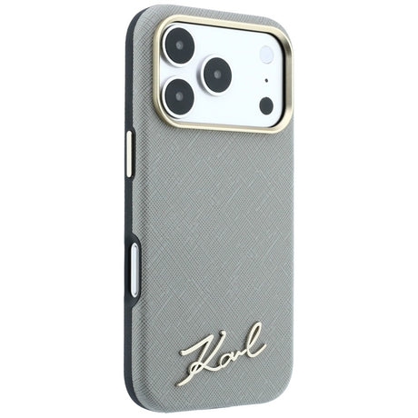 Karl Lagerfeld iPhone 17 Pro Max/iPhone 18 Pro Max Cover Saffiano Script Logo Beige