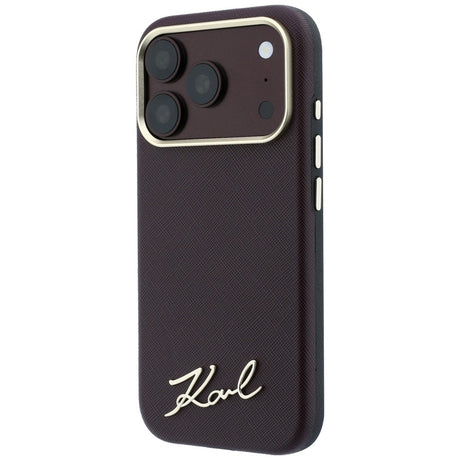 Karl Lagerfeld iPhone 17 Pro/iPhone 18 Pro Cover Saffiano Script Logo Burgundy