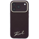 Karl Lagerfeld iPhone 17 Pro/iPhone 18 Pro Cover Saffiano Script Logo Burgundy