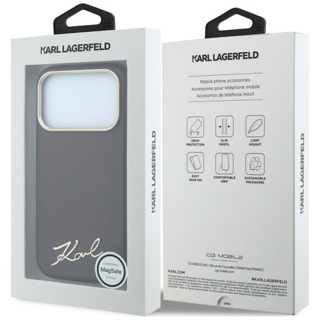 Karl Lagerfeld iPhone 17 Pro/iPhone 18 Pro Cover Saffiano Script Logo Burgundy