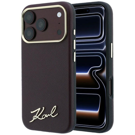 Karl Lagerfeld iPhone 17 Pro Max/iPhone 18 Pro Max Cover Saffiano Script Logo Burgundy