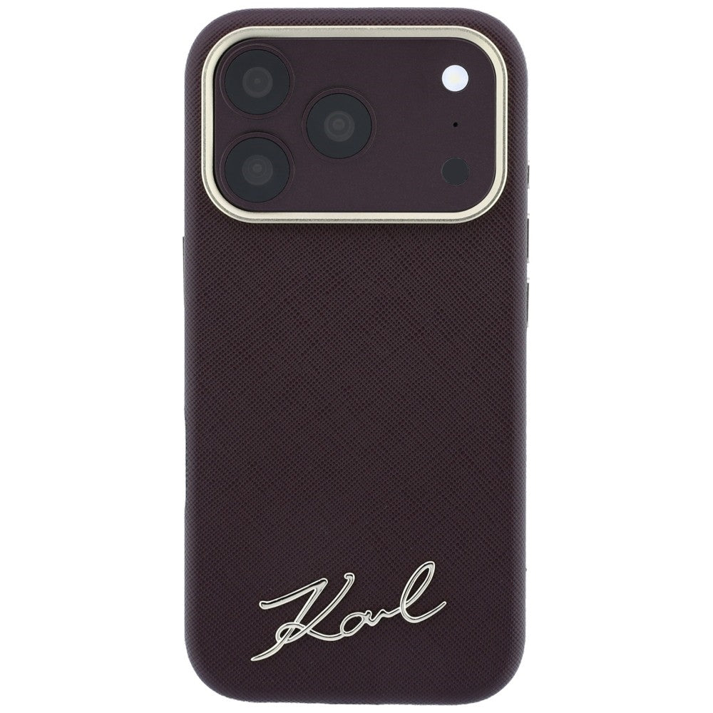 Karl Lagerfeld iPhone 17 Pro Max/iPhone 18 Pro Max Cover Saffiano Script Logo Burgundy
