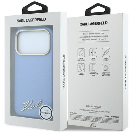 Karl Lagerfeld iPhone 17 Pro/iPhone 18 Pro Cover Script Logo Blå