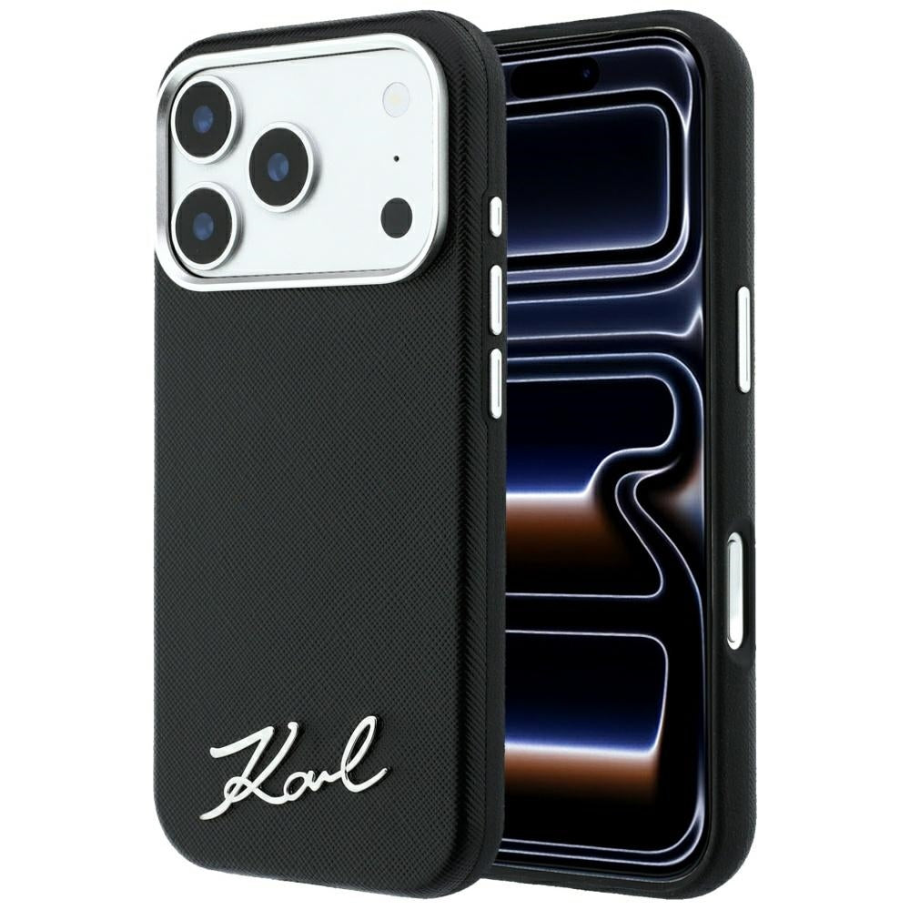 Karl Lagerfeld iPhone 17 Pro Max/iPhone 18 Pro Max Cover Saffiano Script Logo Sort