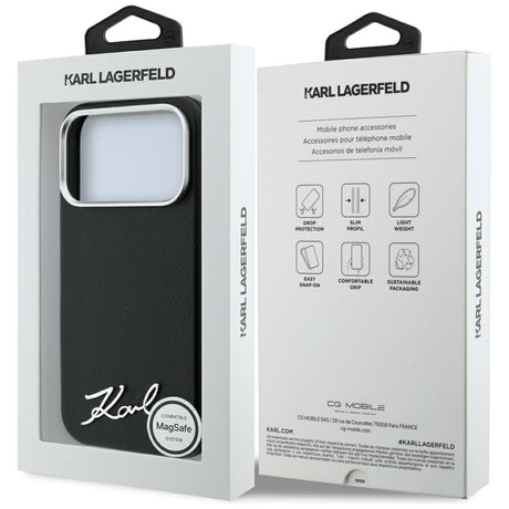 Karl Lagerfeld iPhone 17 Pro Max/iPhone 18 Pro Max Cover Saffiano Script Logo Sort
