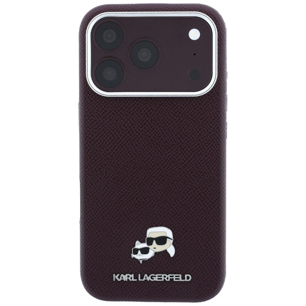Karl Lagerfeld iPhone 17 Pro/iPhone 18 Pro Cover Grained Heads Burgundy