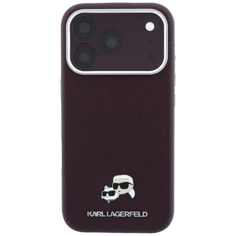 Karl Lagerfeld iPhone 17 Pro/iPhone 18 Pro Cover Grained Heads Burgundy