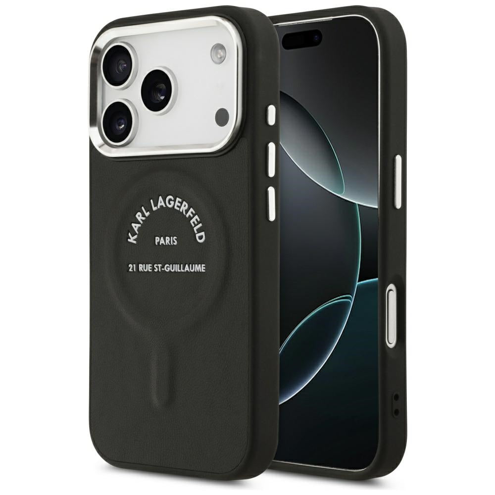 Karl Lagerfeld iPhone 17 Pro/iPhone 18 Pro Cover Embossed Ring RSG Logo Sort