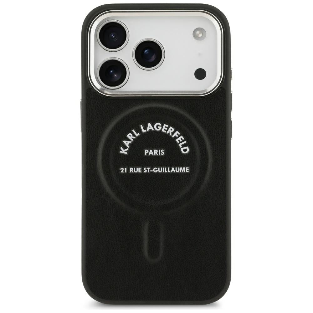 Karl Lagerfeld iPhone 17 Pro Max/iPhone 18 Pro Max Cover Embossed Ring RSG Logo Sort