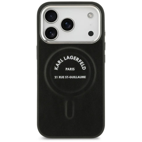 Karl Lagerfeld iPhone 17 Pro Max/iPhone 18 Pro Max Cover Embossed Ring RSG Logo Sort
