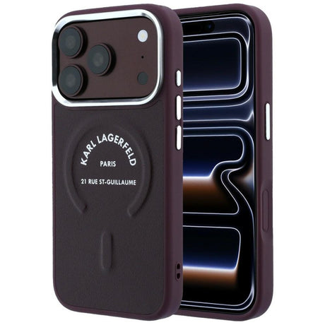Karl Lagerfeld iPhone 17 Pro/iPhone 18 Pro Cover Embossed Ring RSG Logo Burgundy