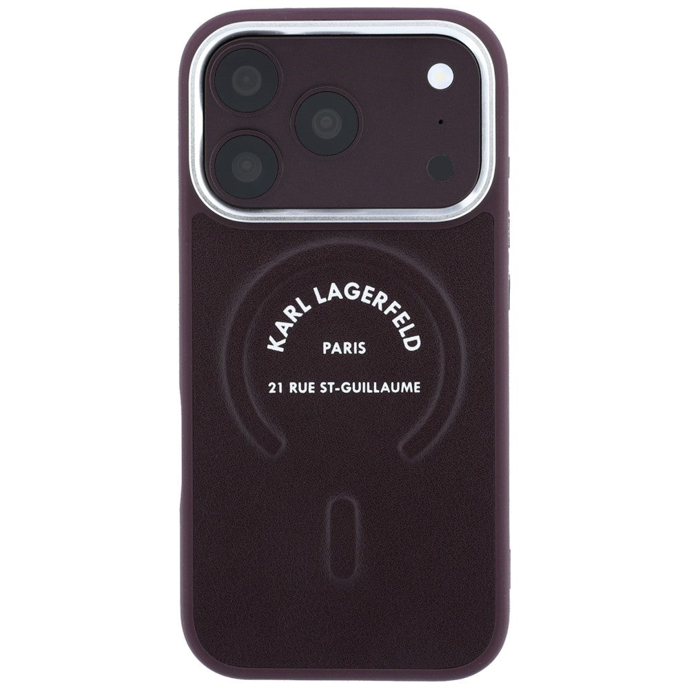 Karl Lagerfeld iPhone 17 Pro/iPhone 18 Pro Cover Embossed Ring RSG Logo Burgundy