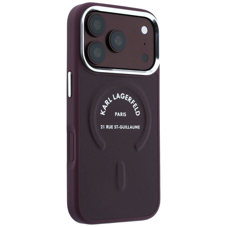Karl Lagerfeld iPhone 17 Pro Max/iPhone 18 Pro Max Cover med præget Ring RSG-logo i bordeaux