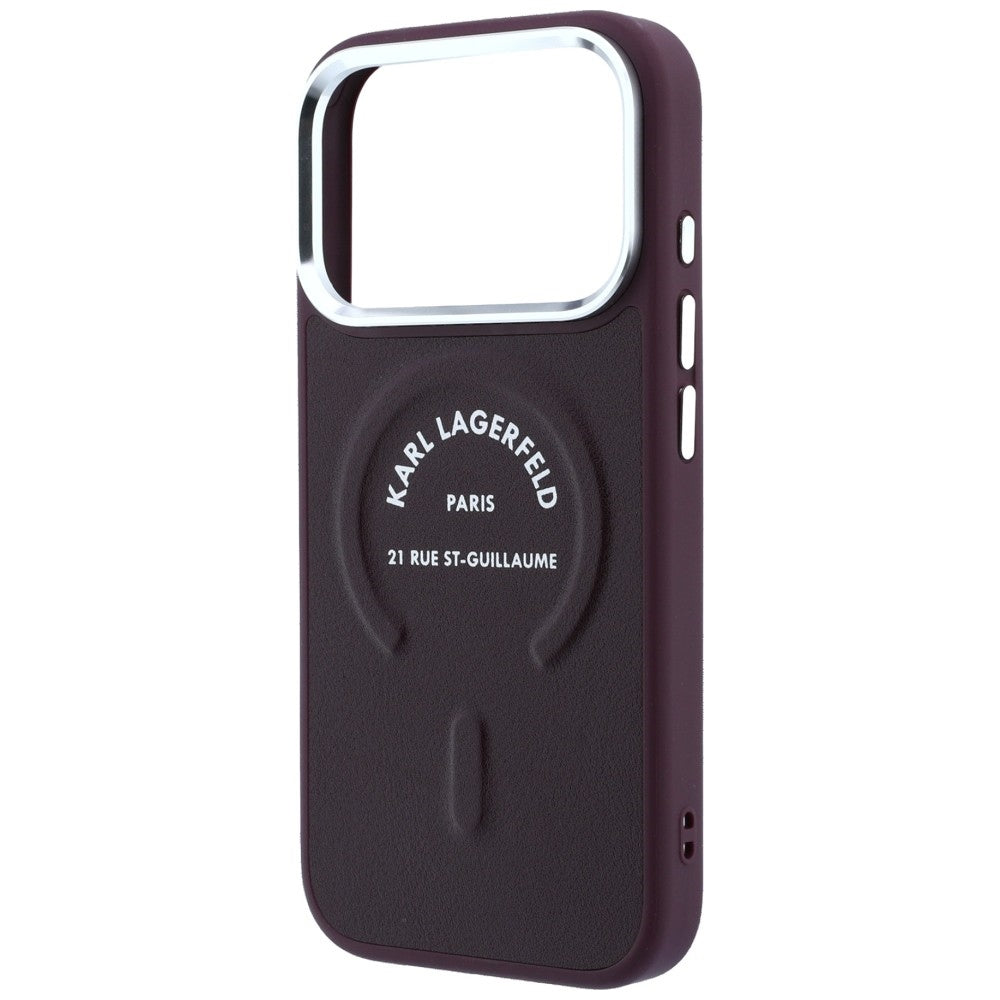 Karl Lagerfeld iPhone 17 Pro Max/iPhone 18 Pro Max Cover med præget Ring RSG-logo i bordeaux