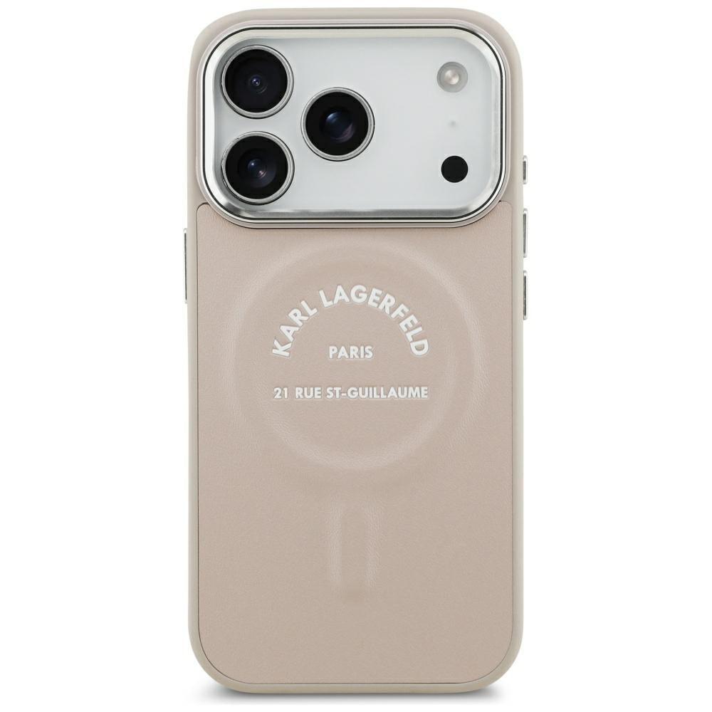 Karl Lagerfeld iPhone 17 Pro Max/iPhone 18 Pro Max Cover Embossed Ring RSG Logo Lyserød