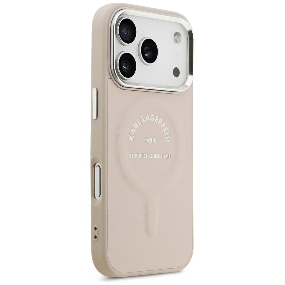 Karl Lagerfeld iPhone 17 Pro Max/iPhone 18 Pro Max Cover Embossed Ring RSG Logo Lyserød
