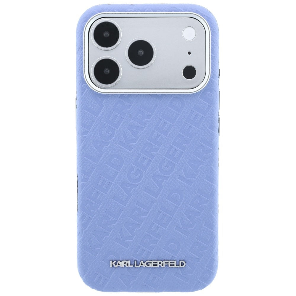 Karl Lagerfeld iPhone 17 Pro/iPhone 18 Pro Cover Grained Allover Logo Blå
