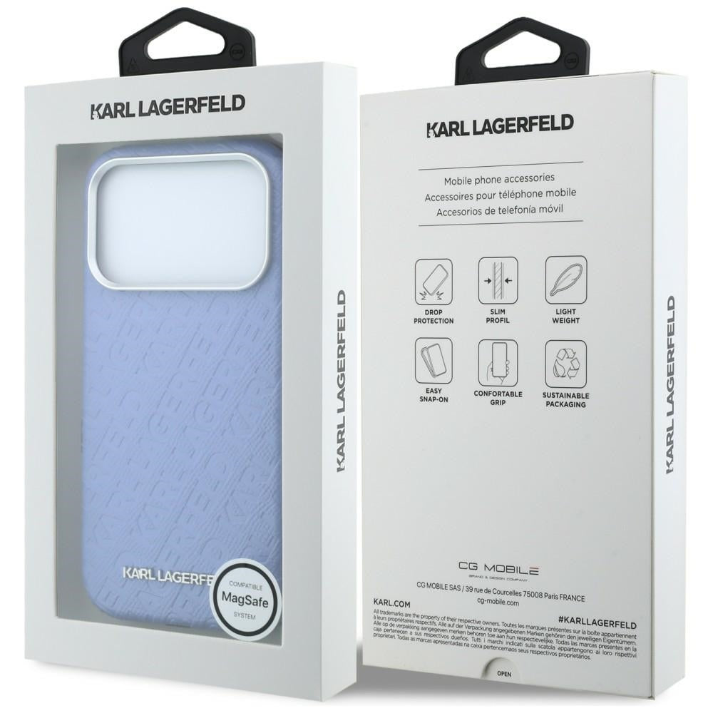Karl Lagerfeld iPhone 17 Pro/iPhone 18 Pro Cover Grained Allover Logo Blå