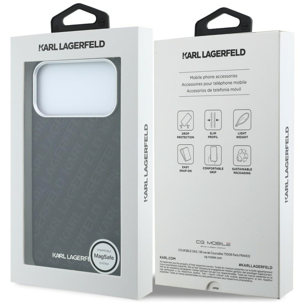 Karl Lagerfeld iPhone 17 Pro/iPhone 18 Pro Cover Grained Allover Logo Sort