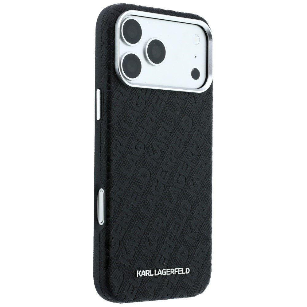 Karl Lagerfeld iPhone 17 Pro Max/iPhone 18 Pro Max Cover Grained Allover Logo Sort