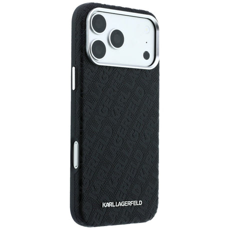 Karl Lagerfeld iPhone 17 Pro Max/iPhone 18 Pro Max Cover Grained Allover Logo Sort