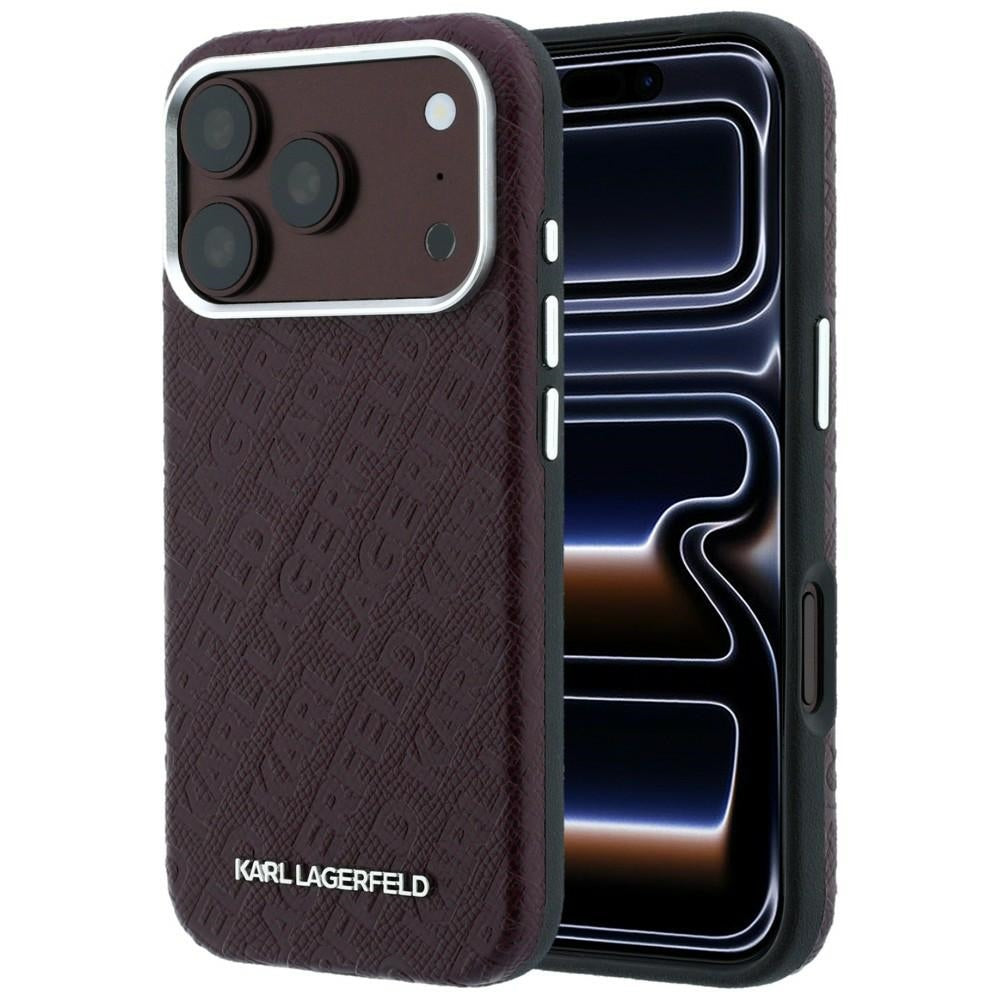 Karl Lagerfeld iPhone 17 Pro/iPhone 18 Pro Cover Grained Allover Logo Burgundy