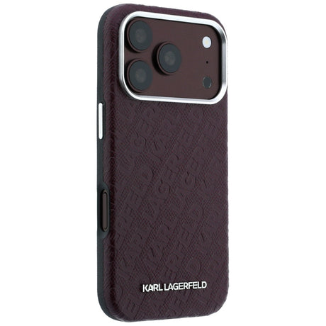 Karl Lagerfeld iPhone 17 Pro Max/iPhone 18 Pro Max Cover med præget allover-logo, bordeauxrød