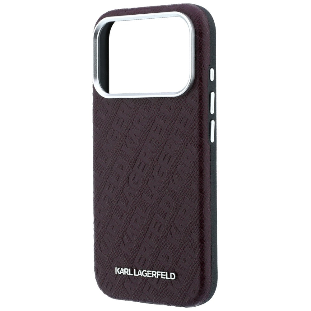 Karl Lagerfeld iPhone 17 Pro Max/iPhone 18 Pro Max Cover med præget allover-logo, bordeauxrød