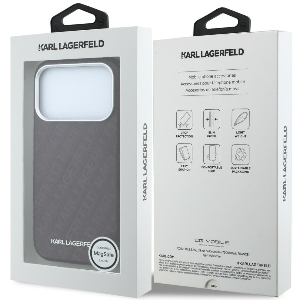 Karl Lagerfeld iPhone 17 Pro Max/iPhone 18 Pro Max Cover med præget allover-logo, bordeauxrød
