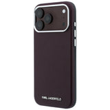 Karl Lagerfeld iPhone 17 Pro Max/iPhone 18 Pro Max Cover med kornet, forlænget logo i bordeaux