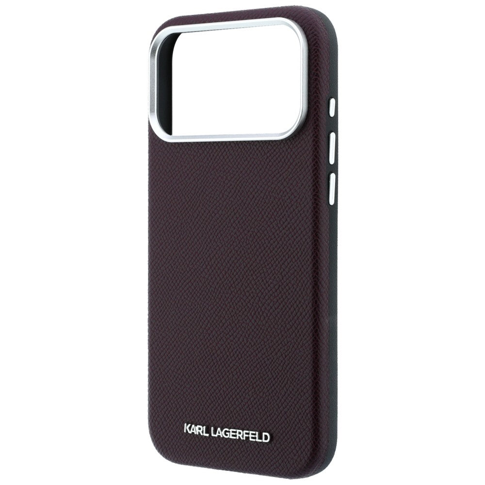 Karl Lagerfeld iPhone 17 Pro Max/iPhone 18 Pro Max Cover med kornet, forlænget logo i bordeaux