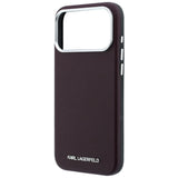 Karl Lagerfeld iPhone 17 Pro Max/iPhone 18 Pro Max Cover med kornet, forlænget logo i bordeaux