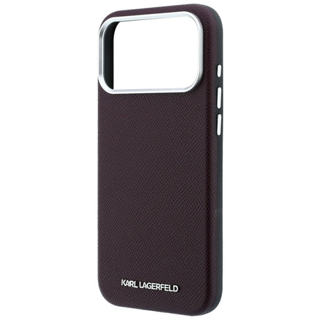 Karl Lagerfeld iPhone 17 Pro Max/iPhone 18 Pro Max Cover med kornet, forlænget logo i bordeaux