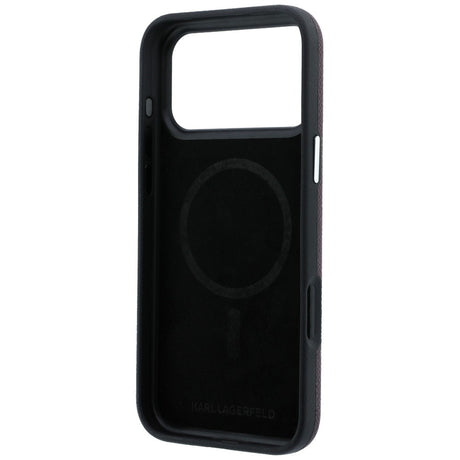 Karl Lagerfeld iPhone 17 Pro Max/iPhone 18 Pro Max Cover med kornet, forlænget logo i bordeaux