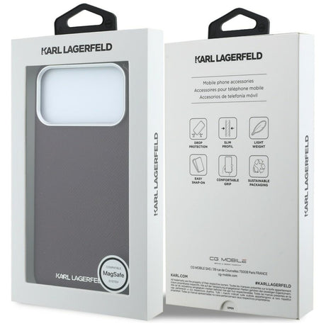 Karl Lagerfeld iPhone 17 Pro Max/iPhone 18 Pro Max Cover med kornet, forlænget logo i bordeaux