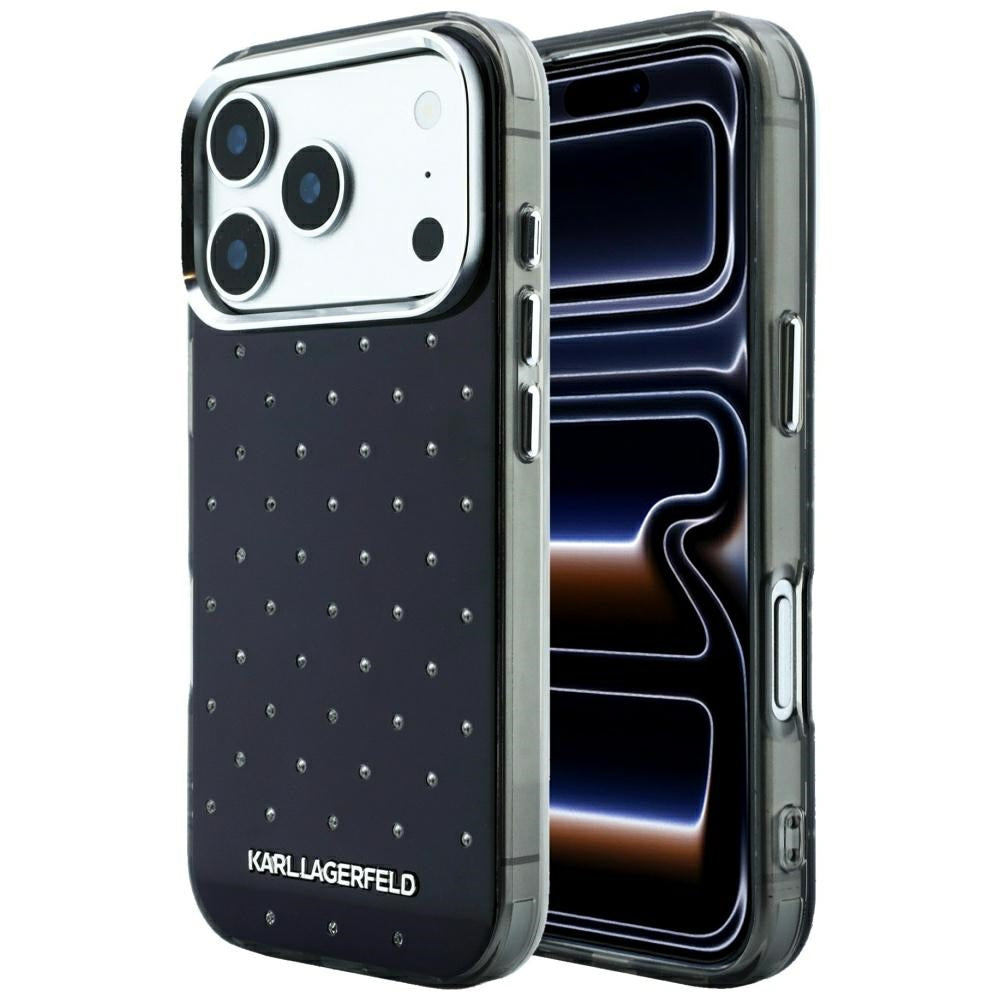 Karl Lagerfeld iPhone 17 Pro Max/iPhone 18 Pro Max Cover Rhinestones Electroplated Logo Sort