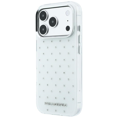 Karl Lagerfeld iPhone 17 Pro/iPhone 18 Pro Cover Rhinestones galvaniseret logo Hvid
