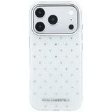 Karl Lagerfeld iPhone 17 Pro/iPhone 18 Pro Cover Rhinestones galvaniseret logo Hvid