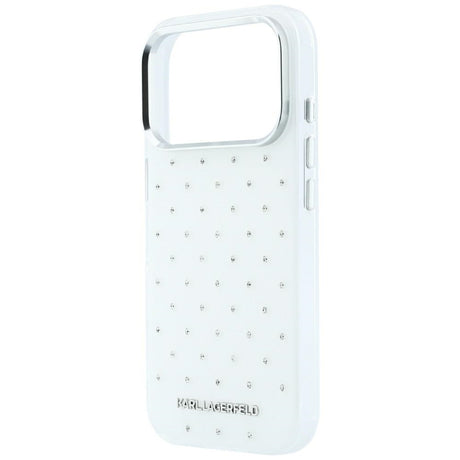Karl Lagerfeld iPhone 17 Pro/iPhone 18 Pro Cover Rhinestones galvaniseret logo Hvid