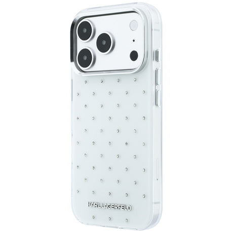 Karl Lagerfeld iPhone 17 Pro Max/iPhone 18 Pro Max Cover med rhinsten, elektropletteret logo, Hvid