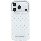 Karl Lagerfeld iPhone 17 Pro Max/iPhone 18 Pro Max Cover med rhinsten, elektropletteret logo, Hvid