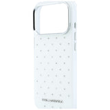 Karl Lagerfeld iPhone 17 Pro Max/iPhone 18 Pro Max Cover med rhinsten, elektropletteret logo, Hvid