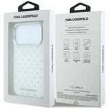 Karl Lagerfeld iPhone 17 Pro Max/iPhone 18 Pro Max Cover med rhinsten, elektropletteret logo, Hvid