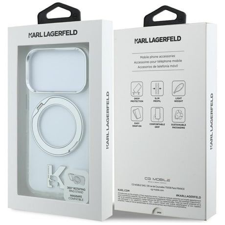 Karl Lagerfeld iPhone 17 Pro/iPhone 18 Pro Cover Ring Stand Kameo Klar