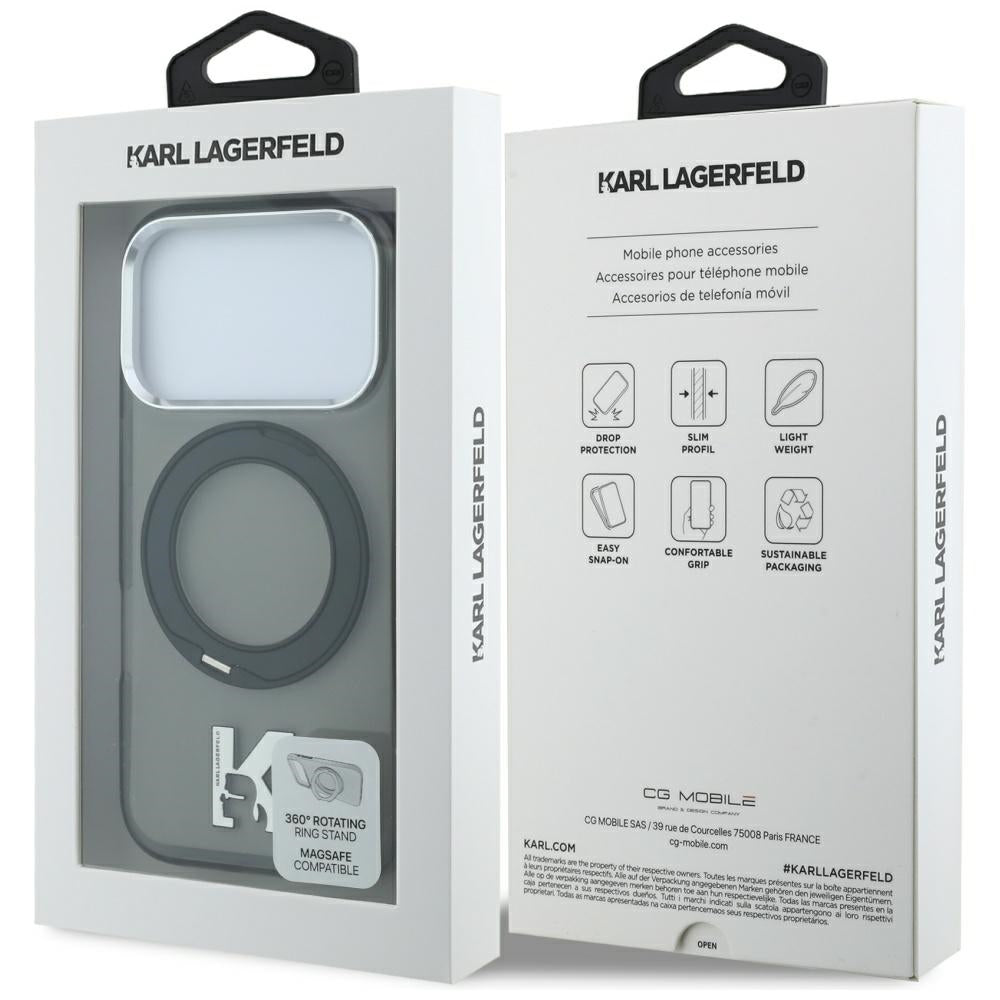 Karl Lagerfeld iPhone 17 Pro/iPhone 18 Pro Cover Ring Stand Kameo Sort