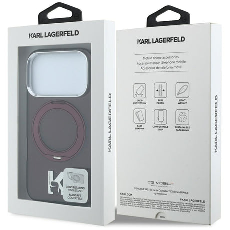 Karl Lagerfeld iPhone 17 Pro Max/iPhone 18 Pro Max Cover Ring Stand Kameo Burgundy