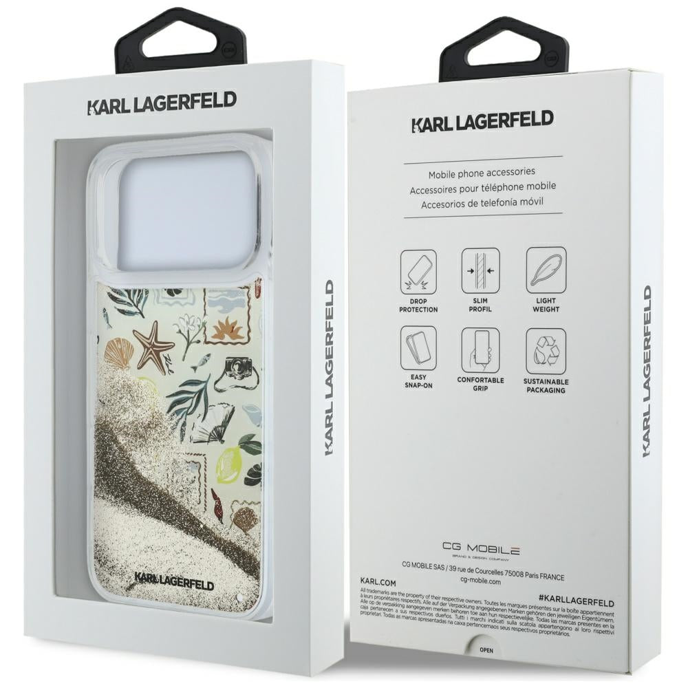 Karl Lagerfeld iPhone 17 Pro Max/iPhone 18 Pro Max Cover Liquid Glitter Beach Beige